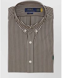 Ralph Lauren - Striped Cotton Shirt With Button Down Collar - Lyst