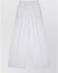 120% Lino - Linen Wide-Leg Trousers - Lyst