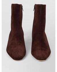 STAUD - Suede Ankle Pumps Block Heel Pointed Toe - Lyst