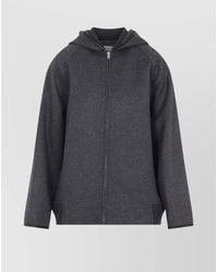 Bottega Veneta - Wool Jacket With Hood And Leather Trim - Lyst