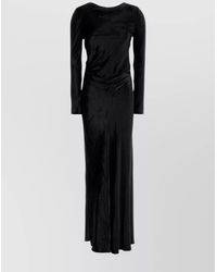 Alberta Ferretti - Long Dress With Round Neckline And Sleeves - Lyst