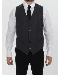 Dolce & Gabbana - Wool Slim-Fit Striped Single-Breasted Waistcoat - Lyst