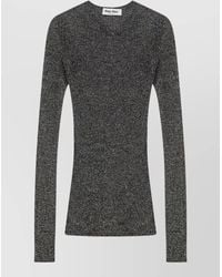 Miu Miu - Knit Top Long Sleeves Round Neck Metallic - Lyst