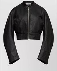 MM6 by Maison Margiela - Faux Leather Cropped Bomber Jacket - Lyst