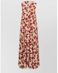 Marni - Silk Sleeveless Floral-Print Pleated Maxi Dress - Lyst