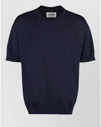 Jil Sander - Wool Knit Top Short Sleeves Ribbed Trims - Lyst