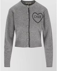 Chloé - Cashmere Wool Fitted Logo Cardigan - Lyst