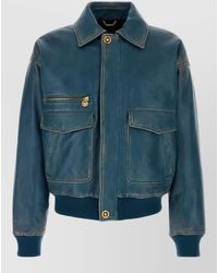 Versace - Jacket Front Pockets Ribbed Cuffs Zipper Pocket - Lyst