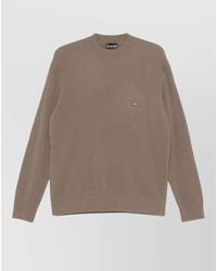 Emporio Armani - Long Sleeve Crew Neck Ribbed Top - Lyst