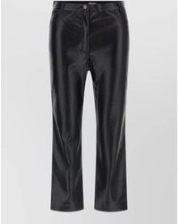 ANDAMANE - Leather-Effect Coated Cropped Straight-Leg Pants - Lyst