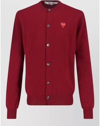 COMME DES GARÇONS PLAY - Wool Crewneck Cardigan - Lyst