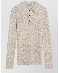 Prada - Knit Polo Shirt Long Sleeve Ribbed - Lyst