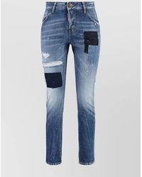 DSquared² - Distressed Paint-Effect Cropped Jeans - Lyst