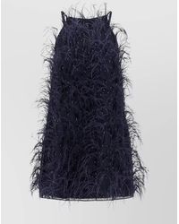 Pinko - Feather-Embellished Sleeveless Mini Dress - Lyst