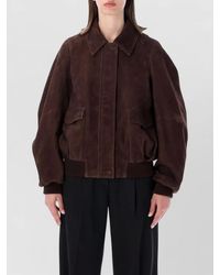 Loewe - Suede Leather Bomber Jacket Balloon Shape - Lyst