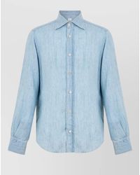 Eleventy - Denim Shirt Long Sleeves Cuffed Design - Lyst