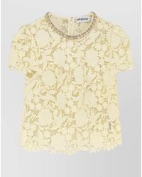 Self-Portrait - Lace Top Short Sleeves Floral Neckline - Lyst