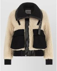 Sacai - Shearling Effect Wool Cropped Jacket - Lyst