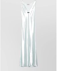 Miu Miu - Maxi Dress Shiny Finish Sleeveless V Neckline - Lyst