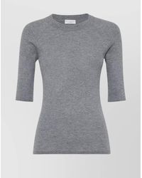 Brunello Cucinelli - Cashmere Ribbed Short-Sleeve Crew-Neck Knitted Top - Lyst