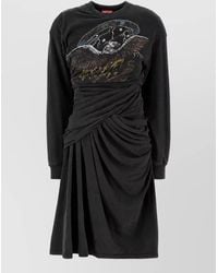 DIESEL - Cotton Blend Sweatshirt Midi Dress - Lyst