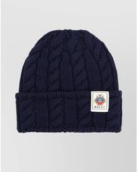 Bally - Cozy Cable Knit Wool Cap With Turn-Up Brim - Lyst
