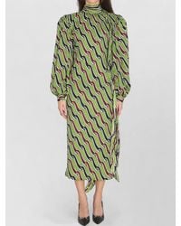 Gucci - Silk Midi Dress High Neck Bow - Lyst