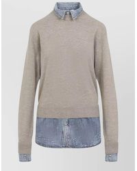 Acne Studios - Wool Sweater Layered Shirt Collar Design - Lyst