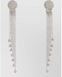 Alessandra Rich - Metal Earrings Dangling Chains And Crystals - Lyst