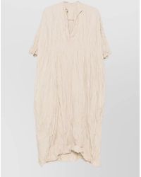 Daniela Gregis - Cotton Dress Crinkled Texture Midi Length - Lyst