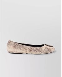 Tory Burch - Leather Animalier-Print Ballerina Shoes - Lyst