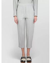 Alysi - High Waist Cropped Pants Elastic Waistband - Lyst
