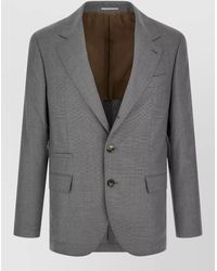 Brunello Cucinelli - Hopsack Blazer Notch Lapel Single Vent - Lyst