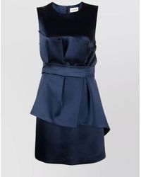 P.A.R.O.S.H. - Satin Pleated Belted Sleeveless Mini Dress - Lyst