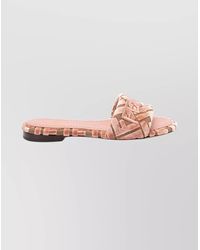 Fendi - Velvet Slide Ff Open Toe Flat Sole - Lyst