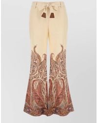 Zimmermann - Rhiannon Paisley Linen Flared Pants Belt Loops - Lyst
