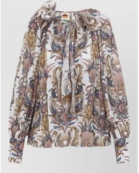 FARM Rio - Blouse Floral Print Bow Detail Long Sleeves - Lyst