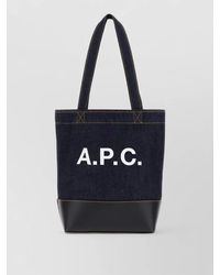 A.P.C. - Denim Leather Axelle Shopper Tote Bag - Lyst