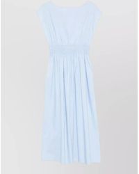 Roberto Collina - Cotton Midi Dress Elastic Waist Pleated - Lyst