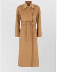 Max Mara - Cashmere Coat With Belted Waist And Long Length - Lyst