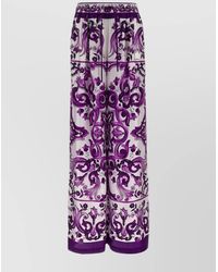 Dolce & Gabbana - Majolica Print High Rise Wide Leg Pants - Lyst