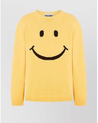 Moschino - Crewneck Sweater With Smiley Face Motif - Lyst