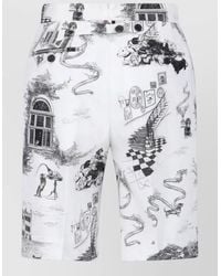 Thom Browne - Straight Shorts Belt Loops Button Graphic Print - Lyst
