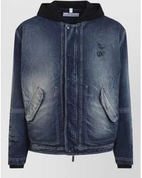 Off-White c/o Virgil Abloh - Cherry Hooded Fleece Denim Jacket - Lyst
