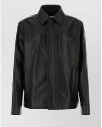Loewe - Leather Jacket With Collared Neck And Front Pocket - Lyst