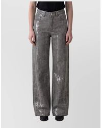 FEDERICA TOSI - Sequined Mid-Rise Wide-Leg Denim Jeans - Lyst