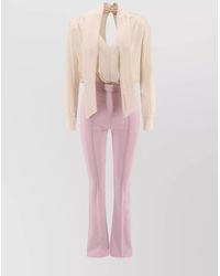 Elisabetta Franchi - Viscose V-Neck Wide-Leg Jumpsuit - Lyst