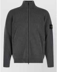 Stone Island - High Collar Ribbed Jacket Long Sleeves Pockets - Lyst
