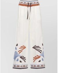 Herno - Cotton Printed Wide-Leg Trousers - Lyst