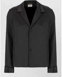 Saint Laurent - Silk Shirt Long Sleeves Notched Lapels - Lyst